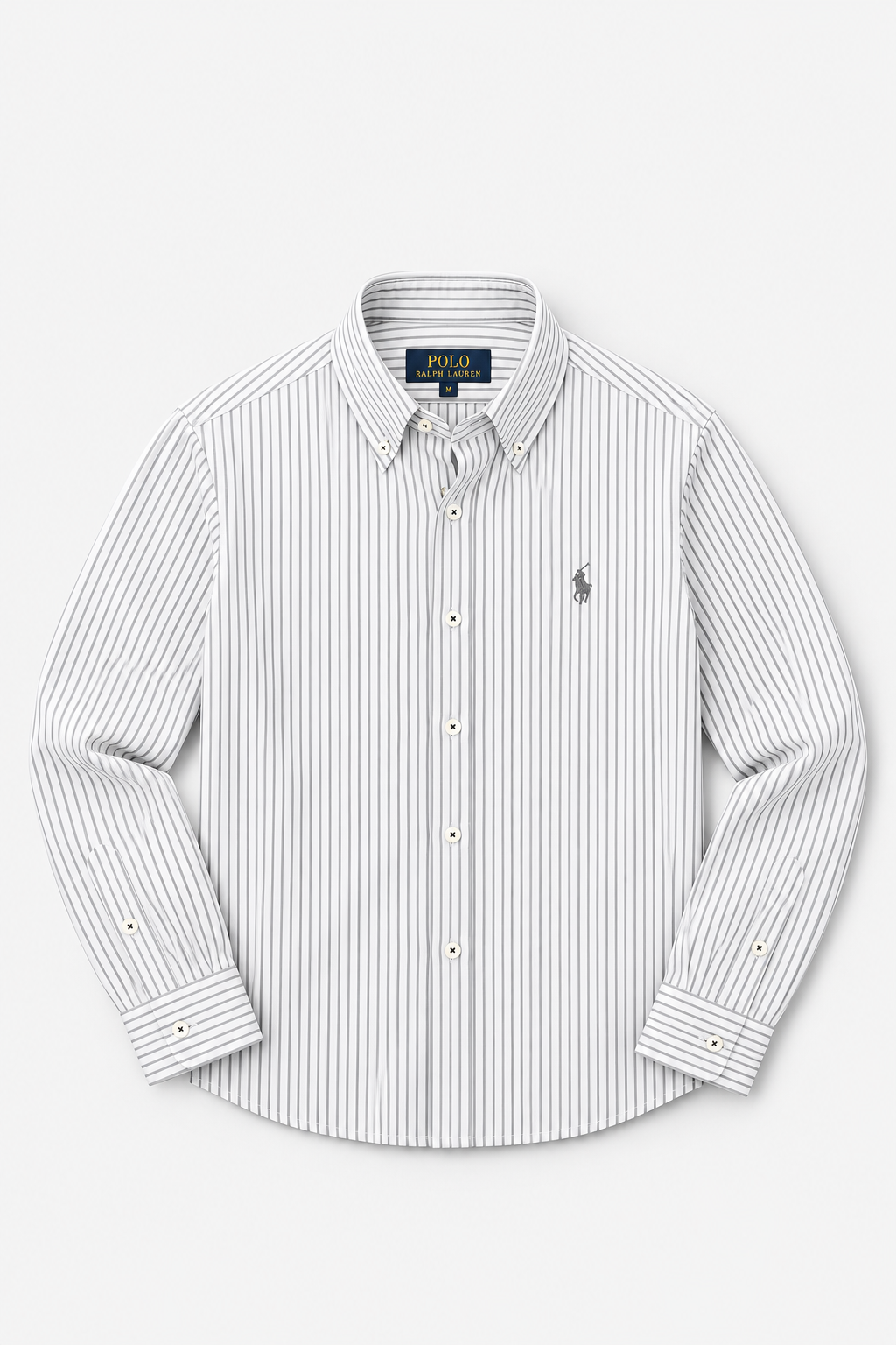 Chemise À Rayures Slim Fit pour Homme – Gris Anthracite & Blanc